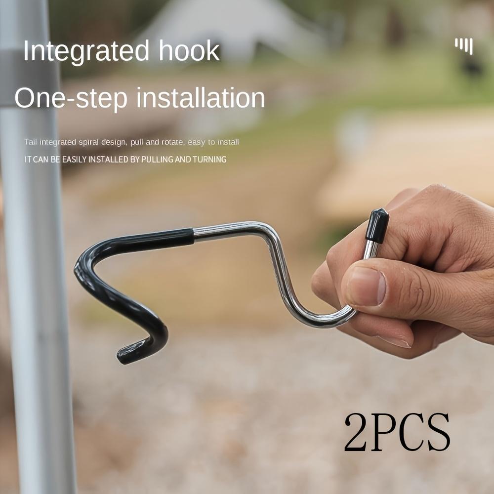 

2pcs Stainless Steel Camping Pole Hooks-Adjustable, Anti-Slip Wall Mount Hangers for Lights, Clothes & Accessories,Camping Hooks