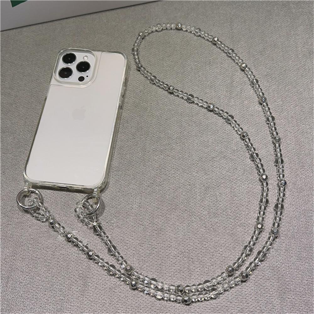 Luxury Crossbody Pearl Necklace Lanyard Transparent Case For iPhone 16 17 14 11 12 13 15 Pro Max XR X 8 7 Plus Chain Strap Cover
