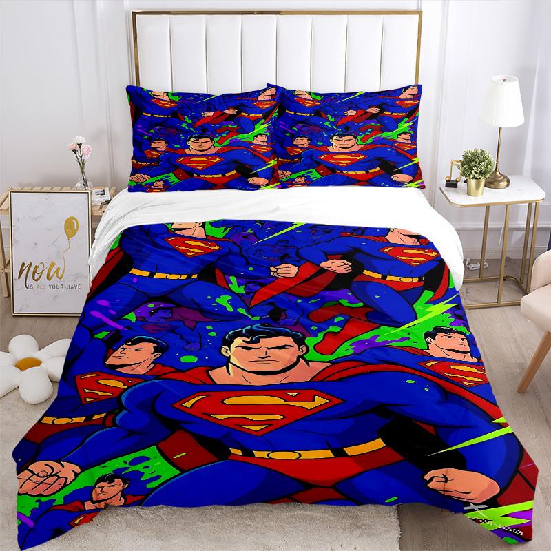3pcs Superman Cover Set,Soft Comfortable Duvet Cover,Guest Room (1*Duvet Cover + 2*Pillowcases, Without Core) Yy251024081