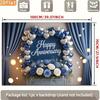 2D Wedding Anniversary Photography Background, Elegant Blue & White Flower Decor