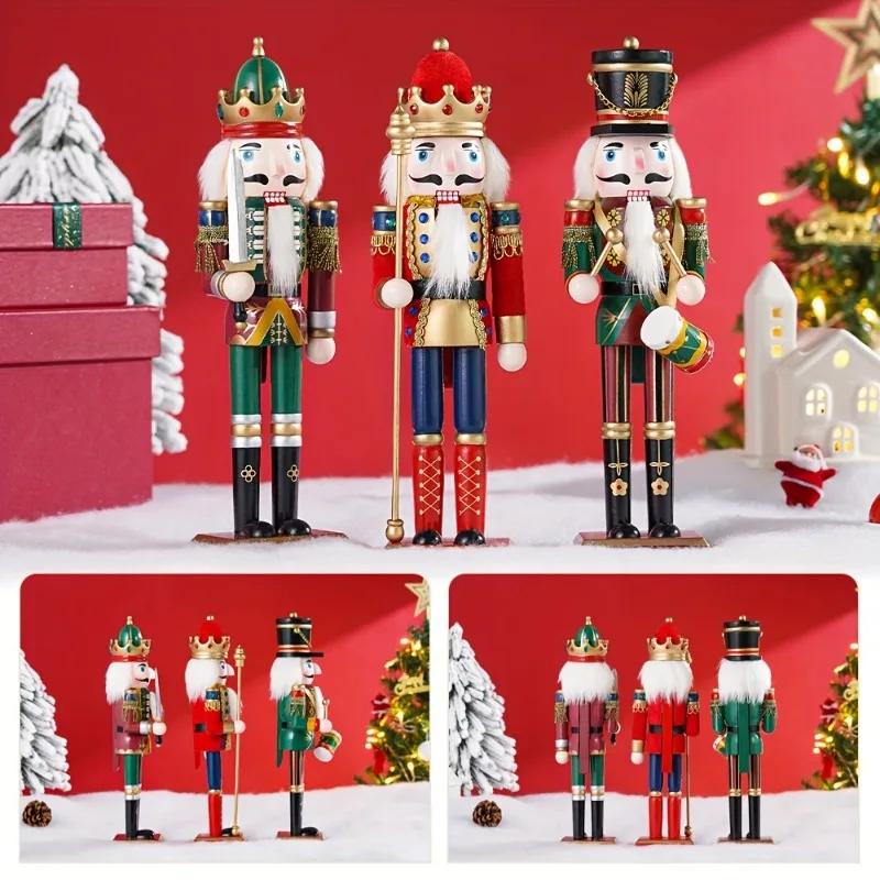 11CM Nutcracker Soldier Figurines Set 1116 Christmas Decoration Wood Nutcracker Puppet Statue Ornaments Vintage Craft Xmas Decor