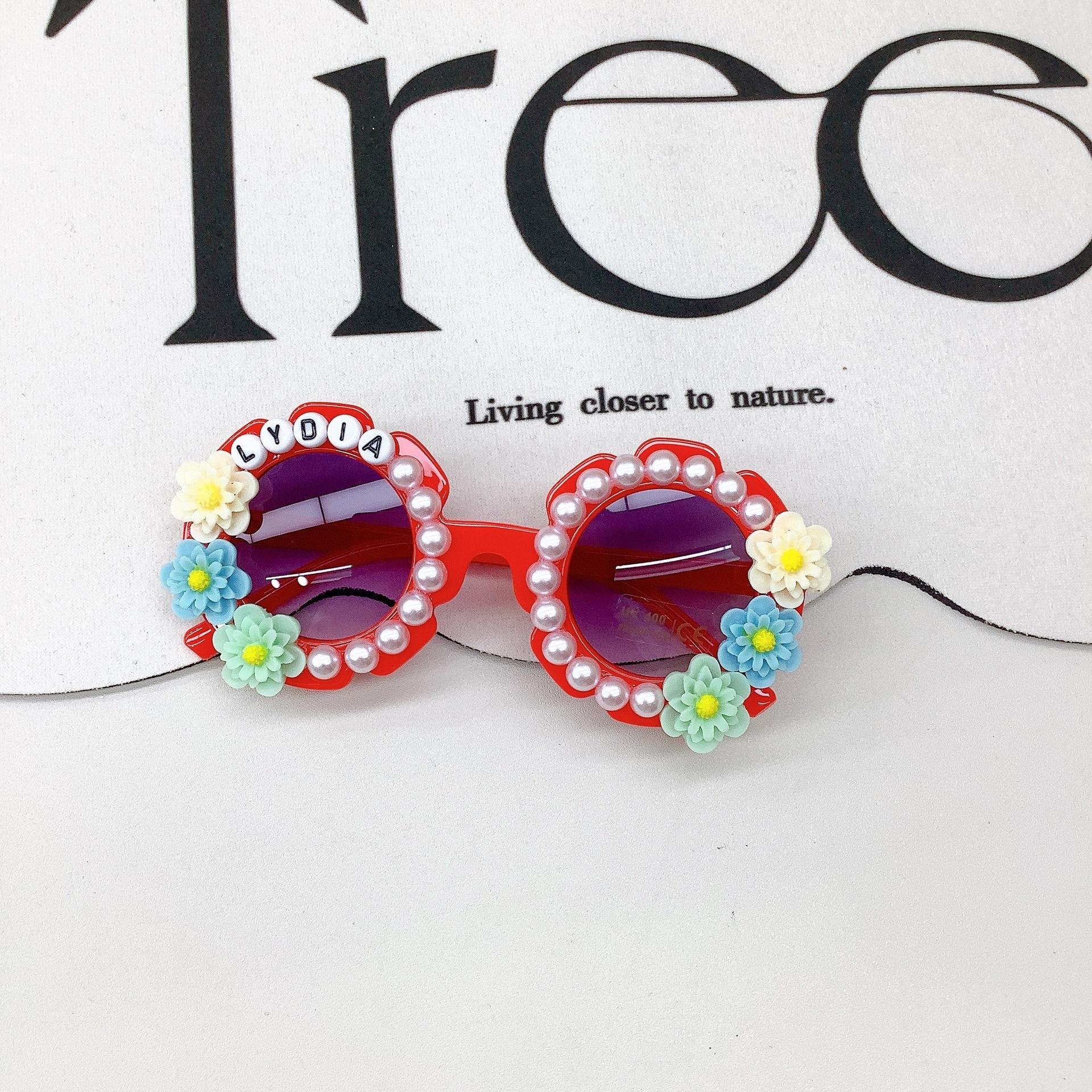 New Fashion Children s DIY Personalized Cute Flower Baby Sunglasses For Boys And Girls Glasses Trend красный