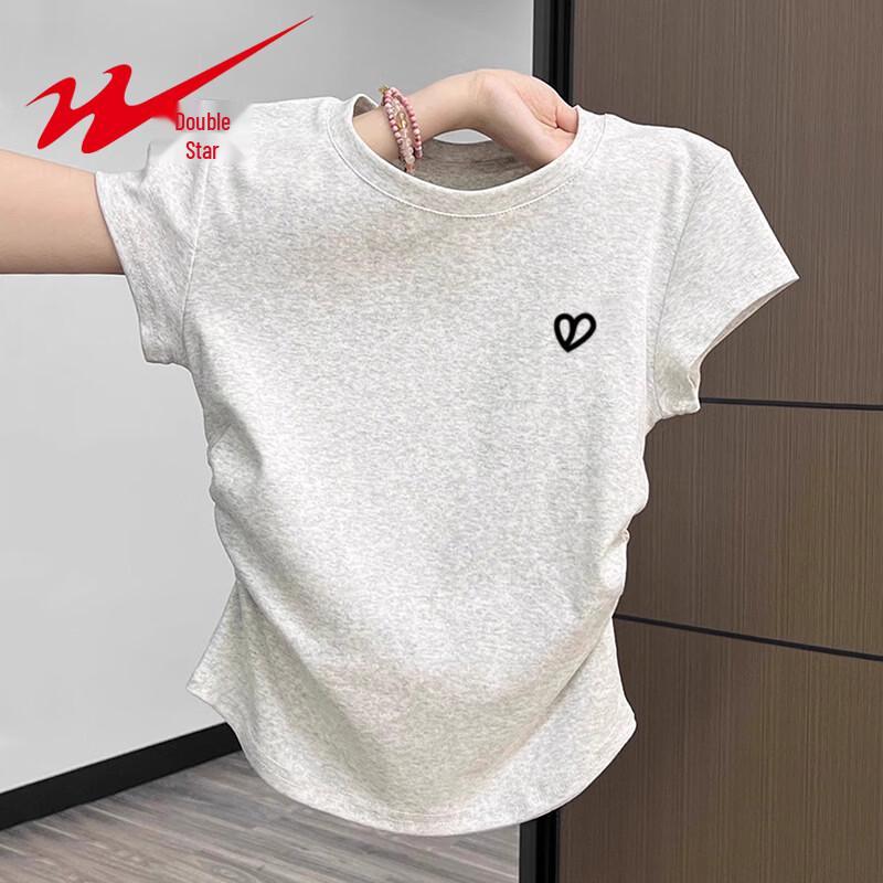 Shuangxing Women's Embroidered Slim-Fit Short Sleeve T-Shirt