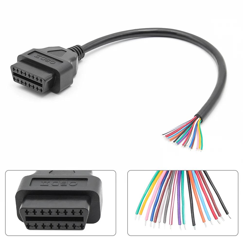 JieYuan 30cm 16pin Hembra a Macho DIY OBD2 Cable de Extensión Automotriz Herramienta de Diagnóstico Automotriz Escáner Conector OBDII