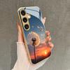 Dandelion pattern glass phone case suitable for Samsung Galaxy S26 S25 S24 S23 S22 S20 FE/Ultra/Plus anti drop back cover