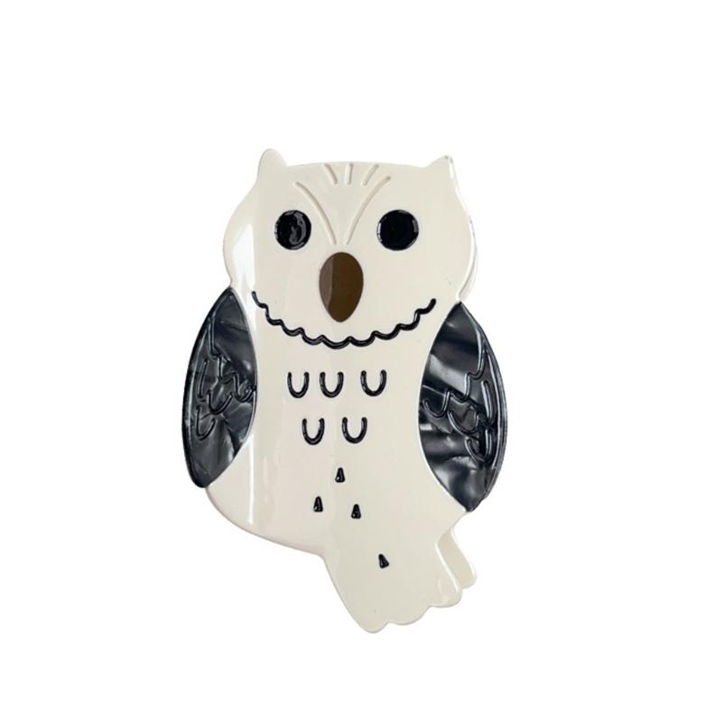 

Medium Owl Pattern Hair Clip Acetate Material Elegant Design Secure Grip For Half Up Hairstyles Daily Use білий