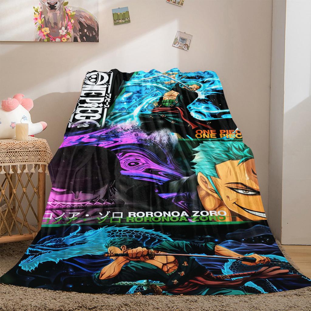 Zoro One Piece Print Blanket Warm Comfortable Flannel Cover For Bedrooms, Sofas, Beds, Chairs LXR135
