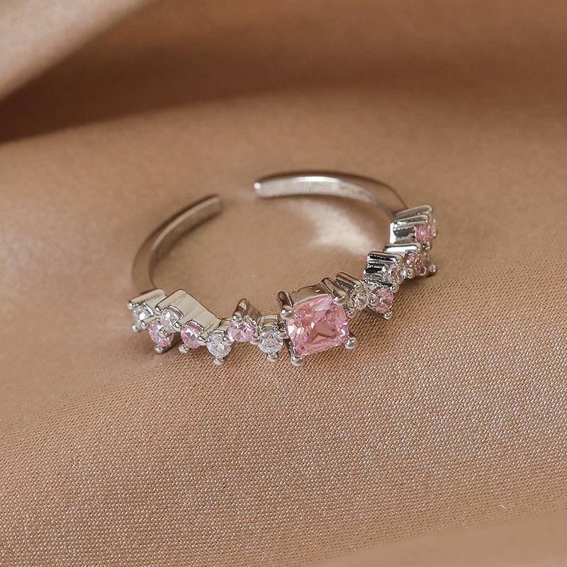 Light luxury niche European and American zircon love ring, female ins design open index finger ring