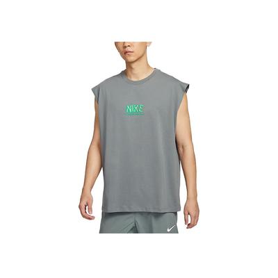 Camiseta de Entrenamiento sin Mangas de Corte Holgado con Logo para Hombre Tops Gris Humo HJ3691-084