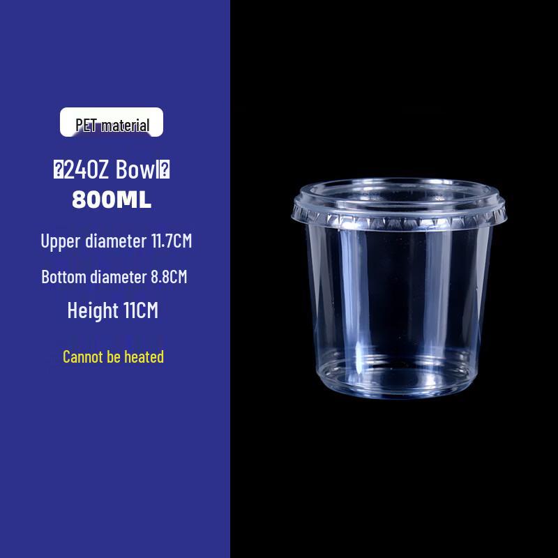 Handun 24oz/800ml Commercial Fruit Salad Takeaway Boxes with Flat Lids