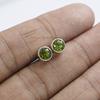 Peridot Stud Earrings, Round Earrings, 925 Sterling Silver Studs, Tiny Stud Earring, Handmade Earrings, Green Peridot Earrings, Gift for her