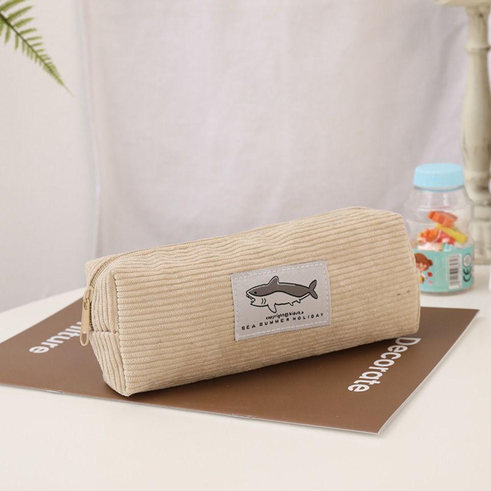 Dirt-resistant Dirt-resistant Large-capacity Gift Students Corduroy Pen Case Stationery Organizer Pen Bag Pencil Box бежевый