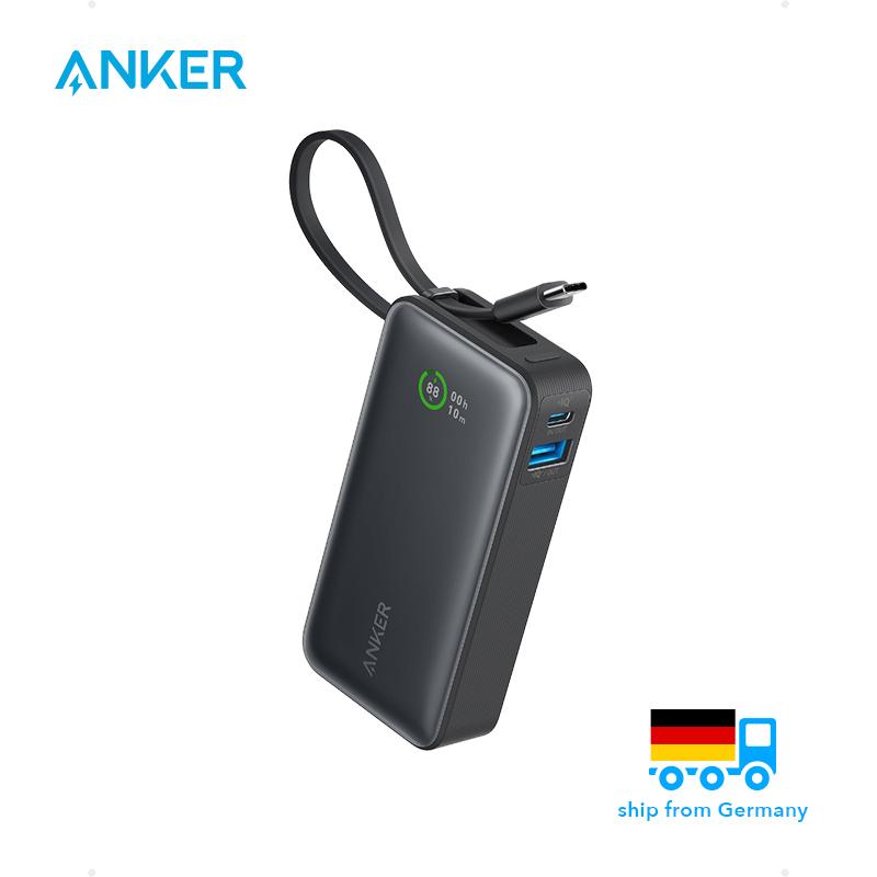 Anker Nano Power Bank 10.000mAh, Caricabatterie Portatile da 30W USB-C con Cavo Integrato per iPhone 16/15 | Consegna da Magazzino UE nero