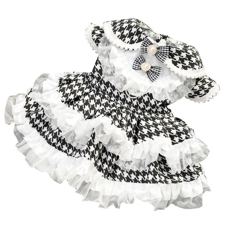 Celebrity Style Dog Thousand Birds Grid Traction Golden Retriever Cat Skirt Teddy Cat Pet Supplies Dog Clothing