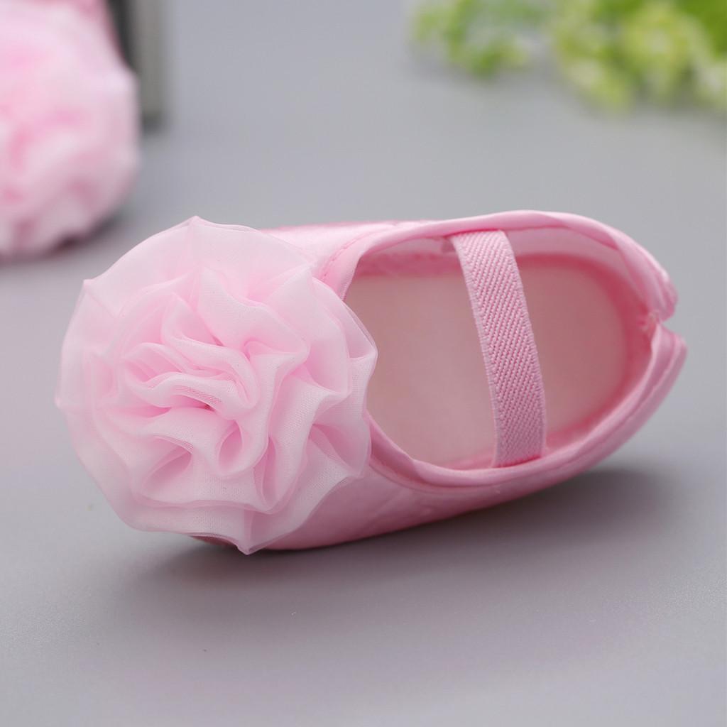 Newborn Baby Girls 1PC Hair Belt + Flowers Applique Soft Sole Single Shoes