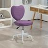 Heart Desk Chair with 5 Wheels and Adjustable Height In Fabric, 40x50x79-89cm, Purple
