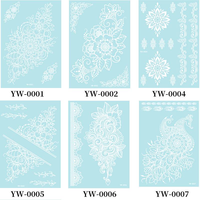 6 Sets Glow In The Dark Lace Temporary Tattoos Waterproof Fake Tattoo for Festival Party Henna Style Arm Leg Decoration