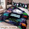 Custom Name Text 3Pcs Bedding Set Geometry Dash Duvet Cover And Two Pillowcases