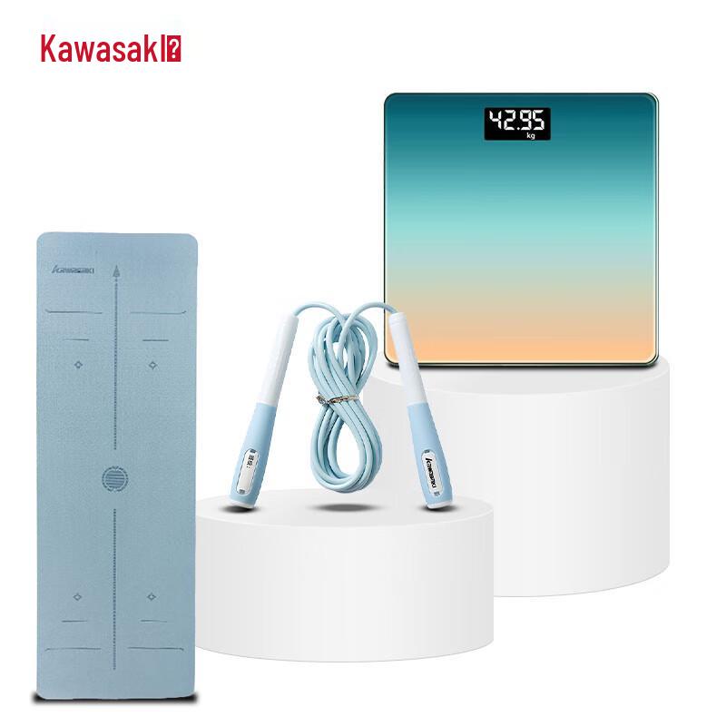 KAWASAKI Fitness Bundle with Jump Rope, Scale & Yoga Mat