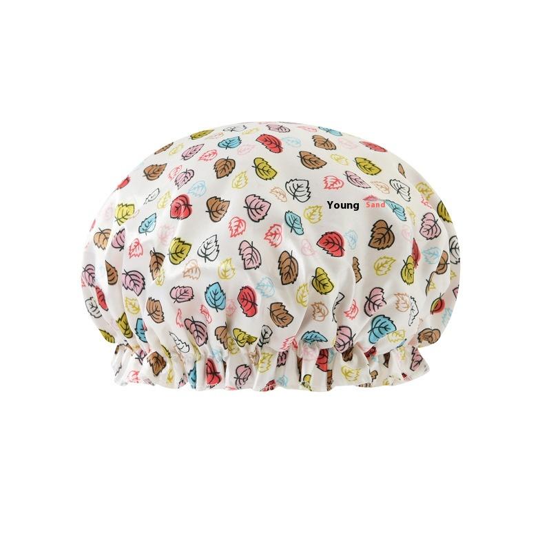 Double-Layer Shower Cap Waterproof Thickened Oil Fume Bath Hat Women Spa Hair Salon Shower Cap Bathroom Accessories