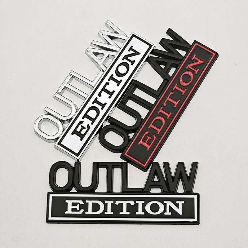 3D Metal OUTLAW EDITION Emblem Sticker Badge Fender Funny Decals Car Truck Replacement Door Decoration for Universal Car SUV