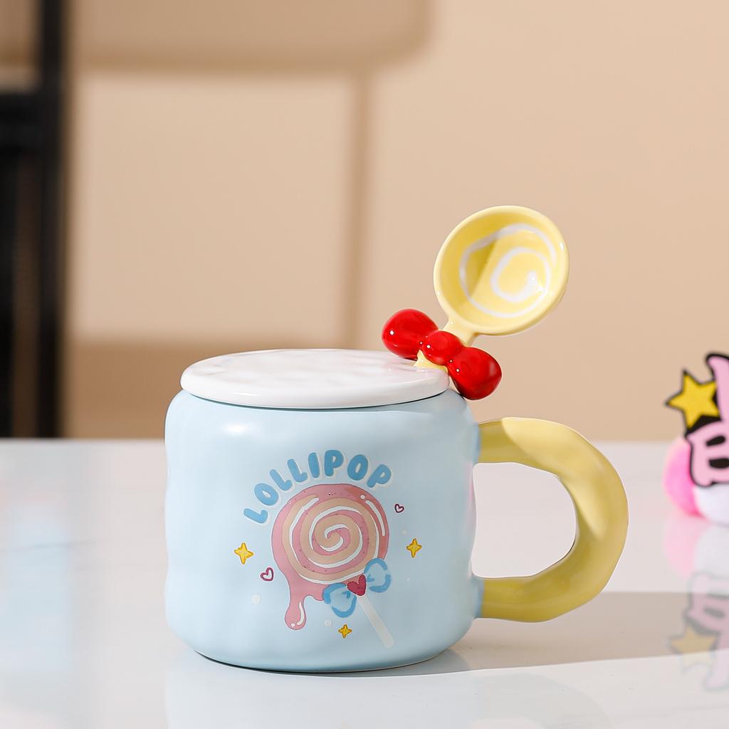 Cute Candy Cup Ceramic Girl Girl Birthday Gift Mug Couple Cup with Lid Office Porcelain Cup