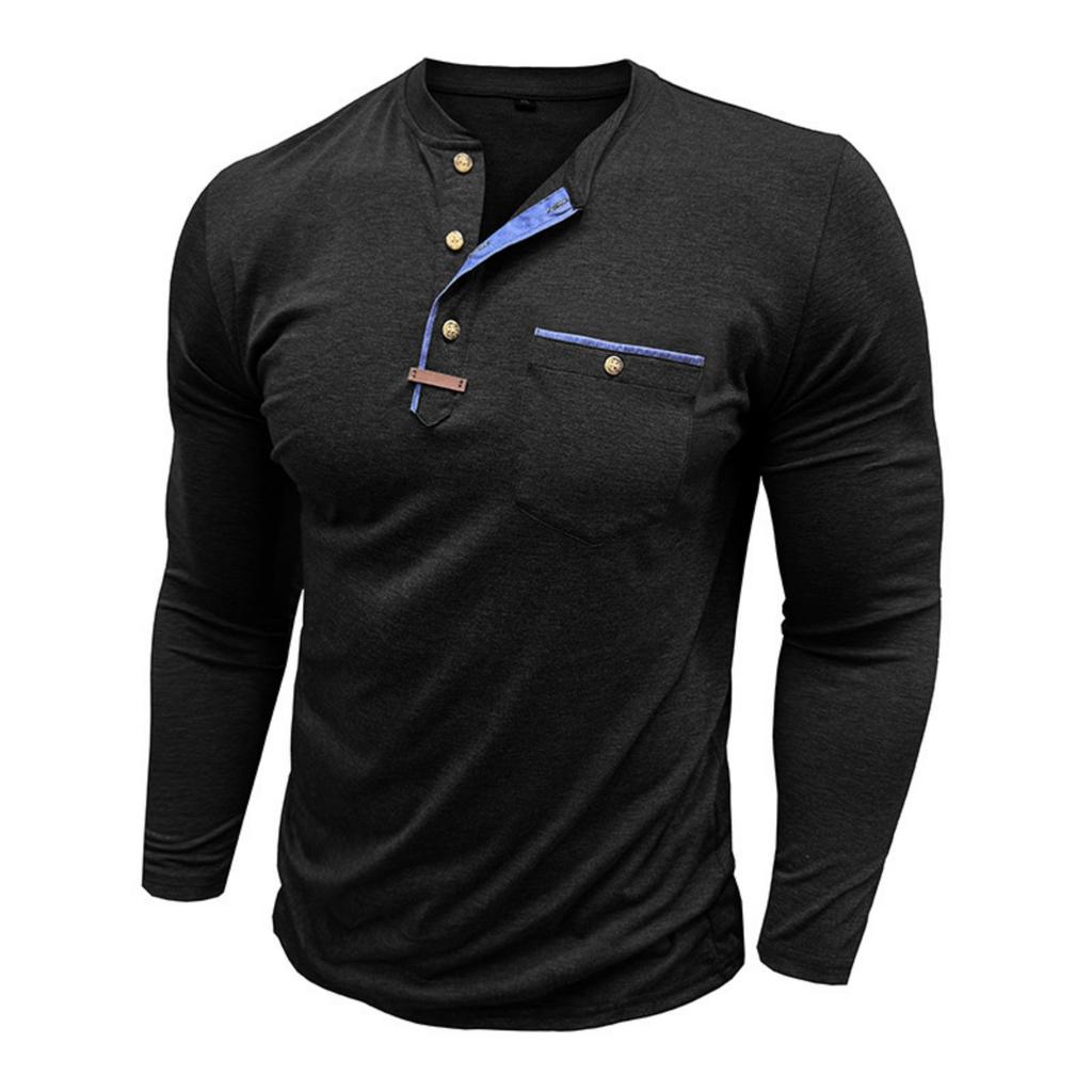 Men's casual ,color long,sleeved base layer shirt, men's button,down round,neck elastic sport top