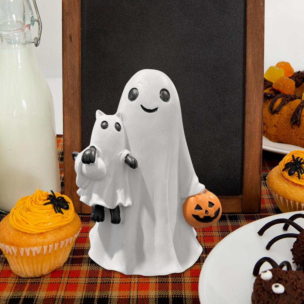 

Halloween Ghost Holding Cat Statue with Pumpkin Ghost Tabletop Sculpture Hugging Cat for Home Holiday Decoration China Mainland