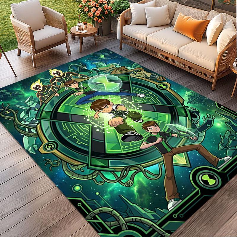 Ben 10 Cartoon Print Rug, Washable Floor Carpet, For Entryway Dorm Laundry Room Office Study, Home Decor Birthday Christmas Gift