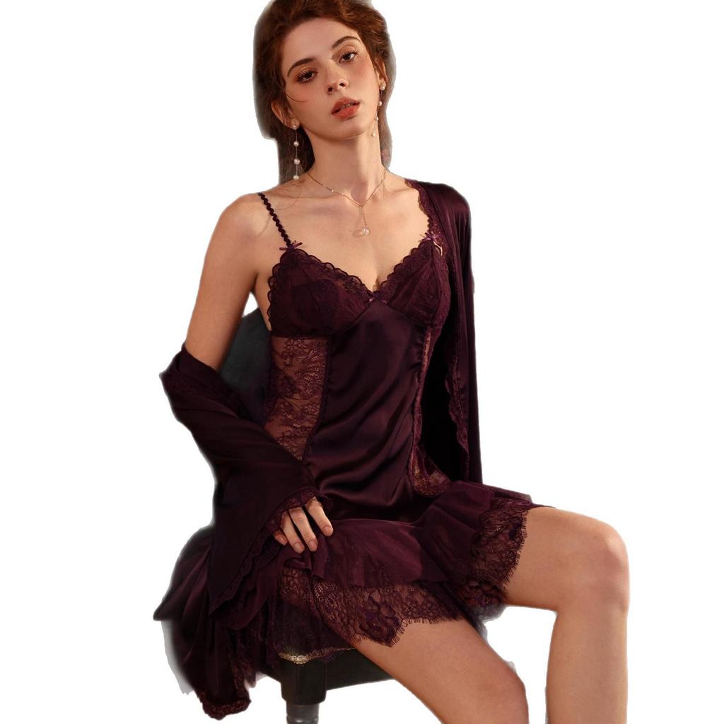 Sexy high-end pajamas for women, new models are available that day, with chest pads, pure lace, abstinence, suspenders, French pajamas.