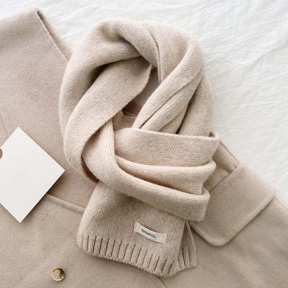 Cold-proof Knitting Wool Scarf Solid Color Winter Warmer Scarf Long Thickened Neckscarf  Winter