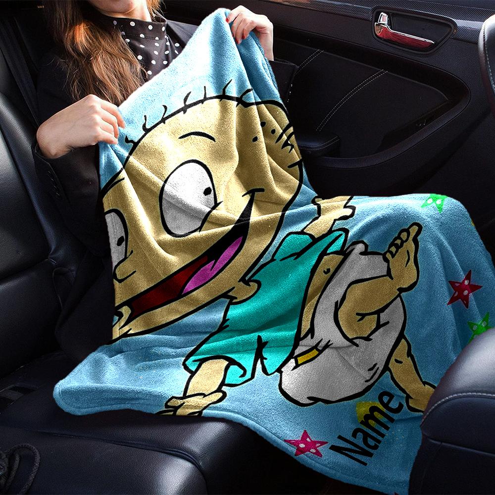 Custom Name Rugrats Theme Printed Blanket - Perfect for Couch, Bed, Travel & Outdoor Use | Machine Washable, Cozy & Durable.