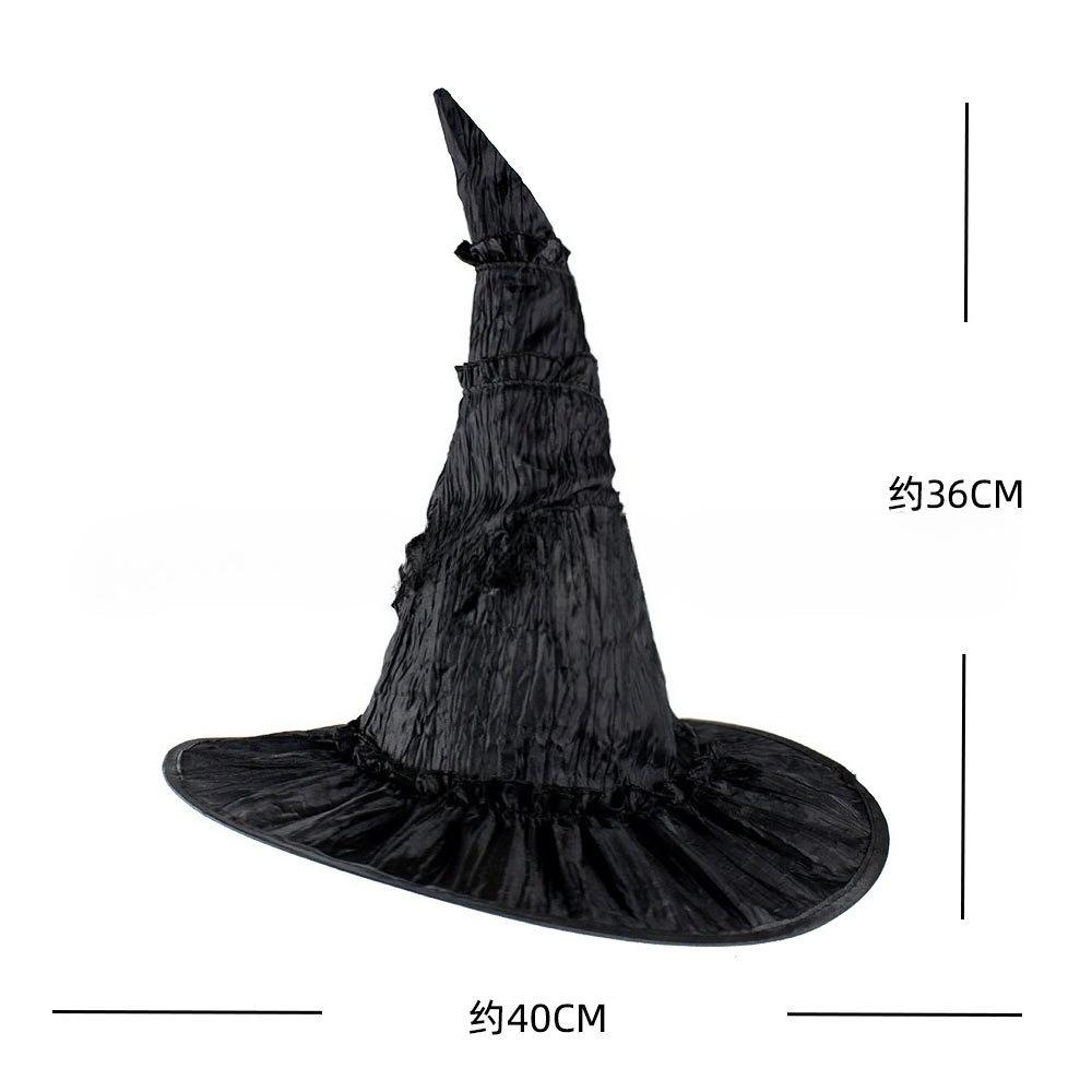 Halloween Pleated Witch Hat Wizard Wizardry Cosplay Prop Black Party Masquerade Headwear
