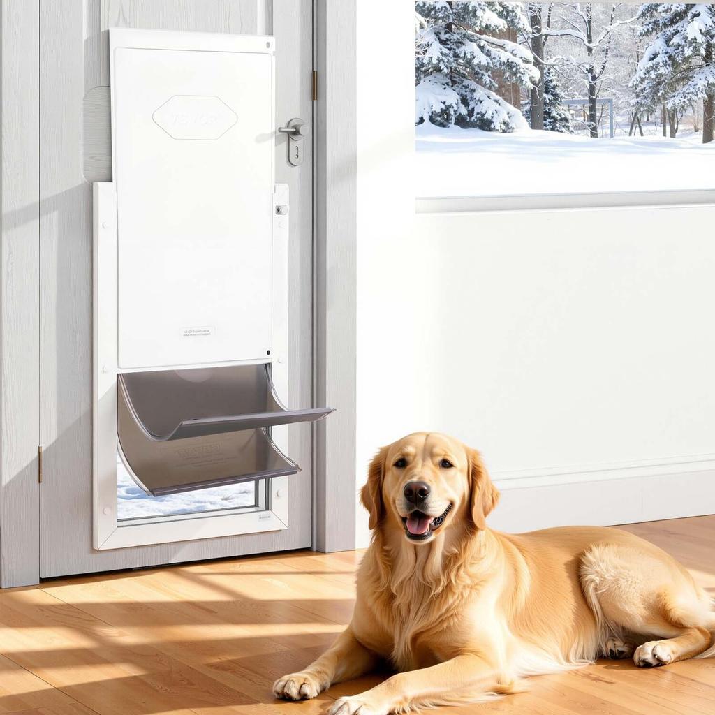 Pet Door, X-Large, with Double Magnetic Flaps and Metal Frame, Strong and Weatherproof Dog Door for Interior and Exterior Doors, Easy To Install, Easy