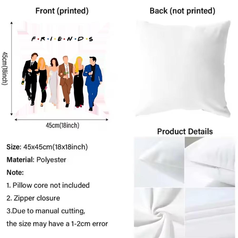 F-Friends TV Show Classic Cushion Cover Pattern Printed Pillowcase for Living Room Sofa Cushion Cover & Bedroom Decor