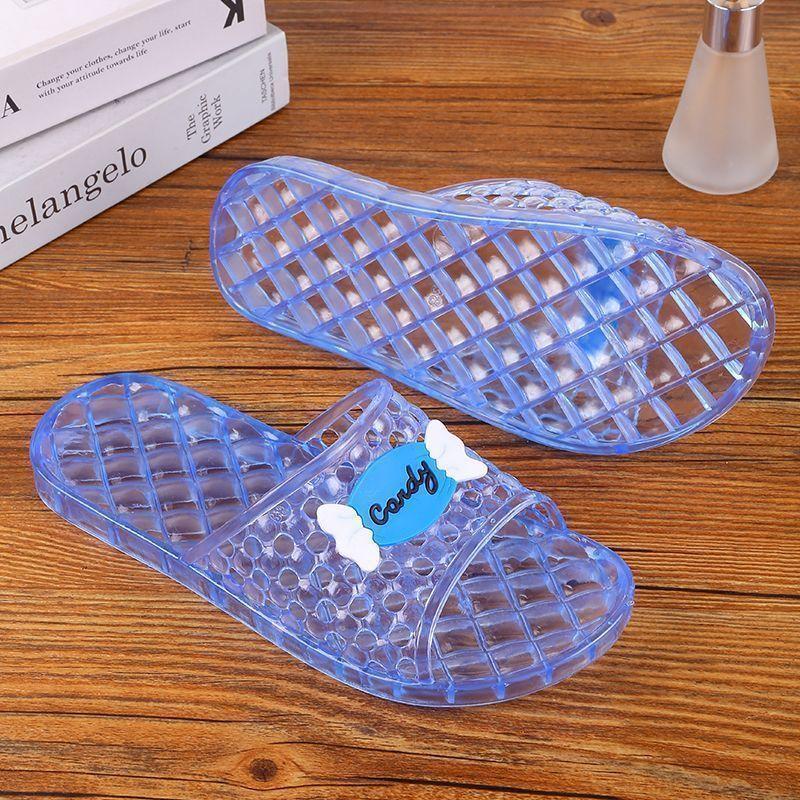New Crystal Flat Bottom Thick Slippers Glass Slippers Women's Summer