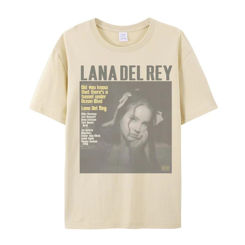2024 Summer Men Women Cotton T-Shirt New Lana Del Rey Ldr Sailing Tan Print Tops Tees Male Fashion Clothing Harajuku Streetwear