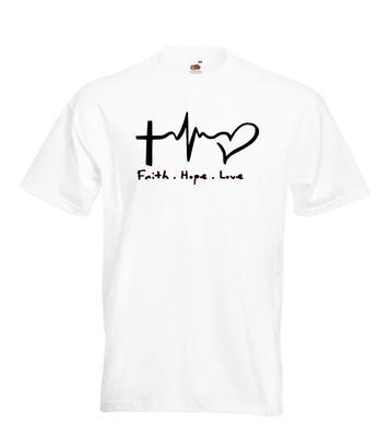 Unisex White Faith Hope Love God Christianity Religion 100% Cotton T-shirt Mens Tees Top