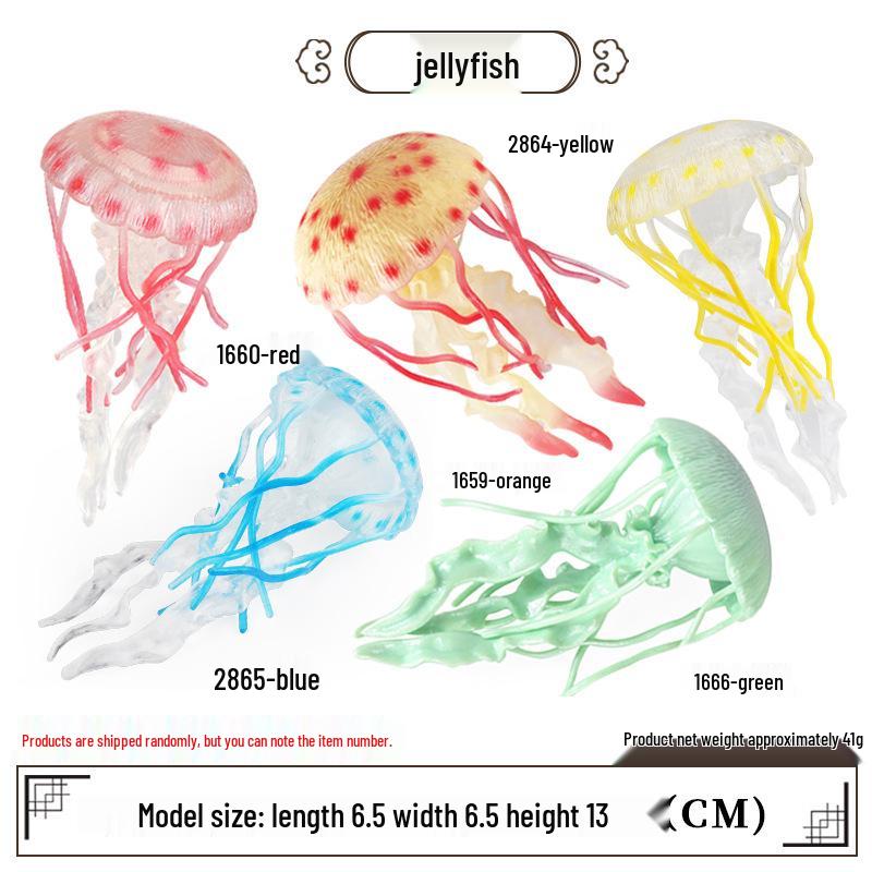 Marine Animal Simulation Model Figures: Shark, Dolphin, Hammerhead, Crab, Squid, Starfish for Kids' Education