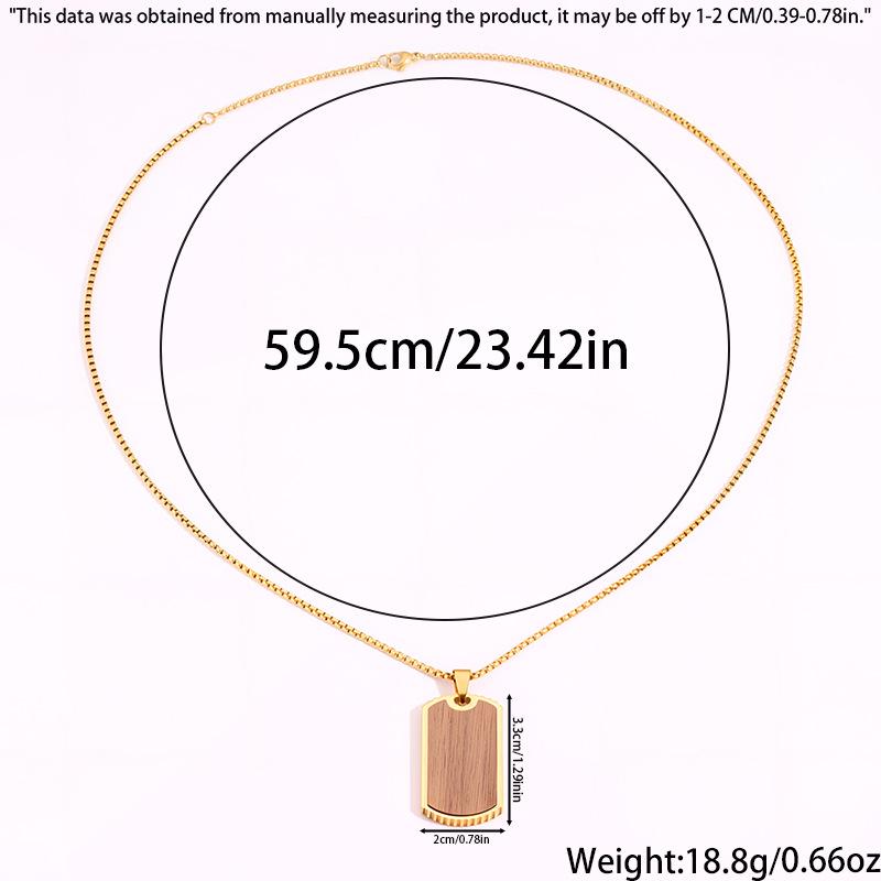 Bestselling Men's Two-Tone Wooden Cross Titanium Steel Dog Tag Necklace