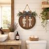 Wooden Bathroom Sign Plate Ornament Circle Decorative Plaque Toilet Decorative Plate  Home Decor