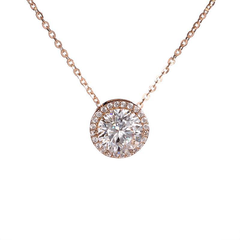 S925 Sterling Silver Moissanite Pendant: 2 Carat Diamond Clavicle Chain - Trendy Luxury Round Bag Design for Women