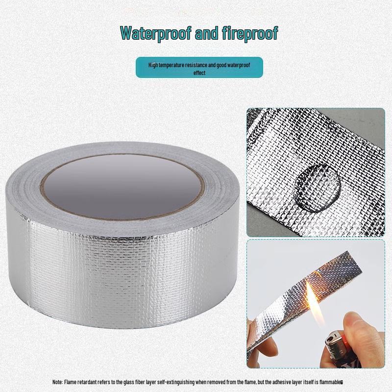 Fiberglass Aluminum Foil Tape - 0.15mm Thick, Flame Retardant, Heat-Resistant, Waterproof, Tear-Resistant, Insulating.