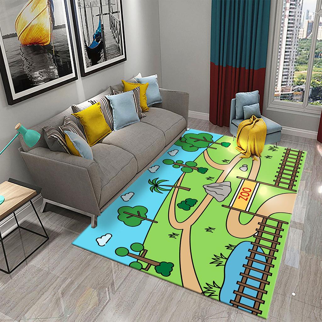 Cartoon Zoo Carpet Cute Animal Flower Rugs Kids Boys Bedroom Non-slip Play Area Mats Home Living Room Kitchen Decor Floor Mat