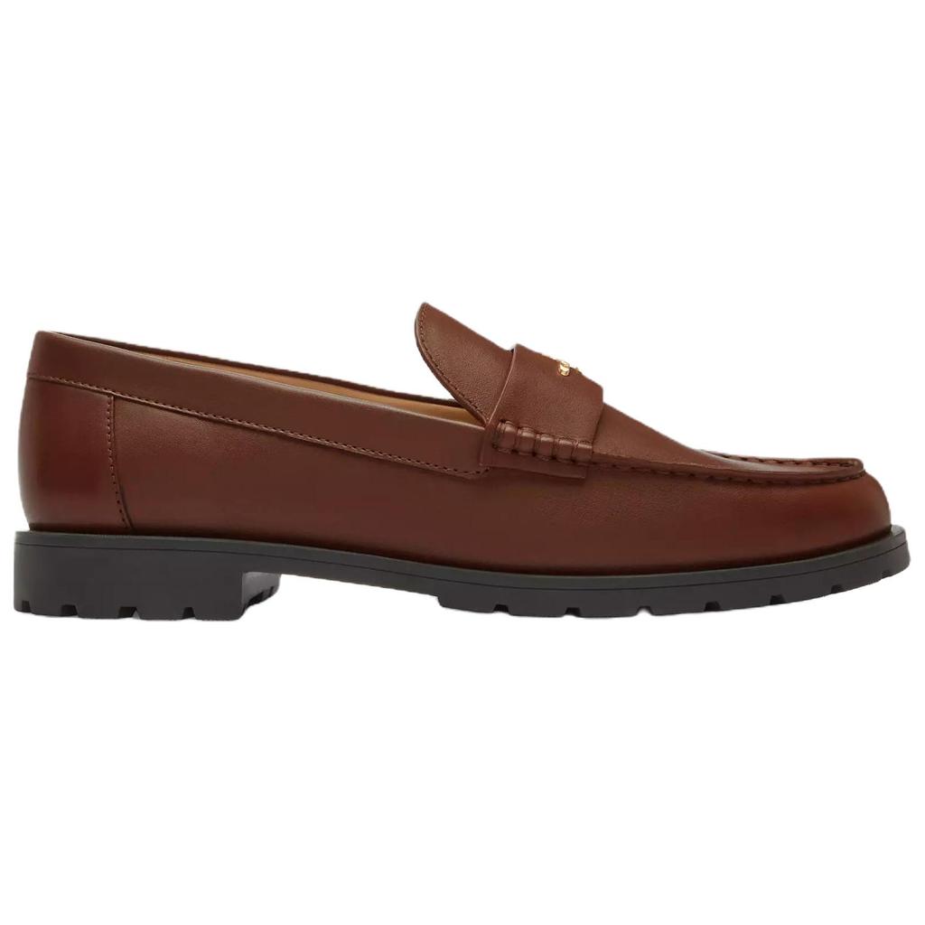 Coach Janie Leather Round Toe Slip-On Loafers Women Loafers Brown CW673-CWH