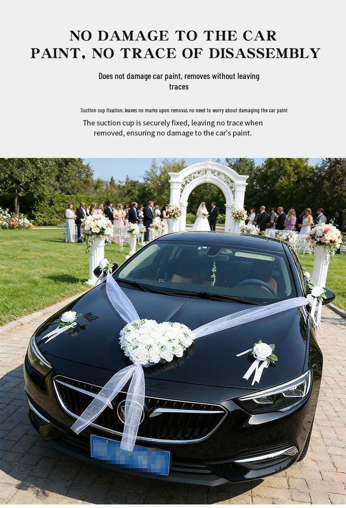 Weißes Dekoratives Künstliche Blumen Set mit Bändern für Hochzeitsauto