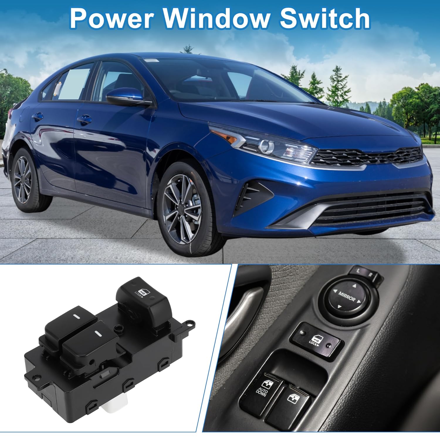 Power Window Switch No.935701M700 Front Left Driver Side Window Control Switch for Kia Forte Koup 2010-2013 Black