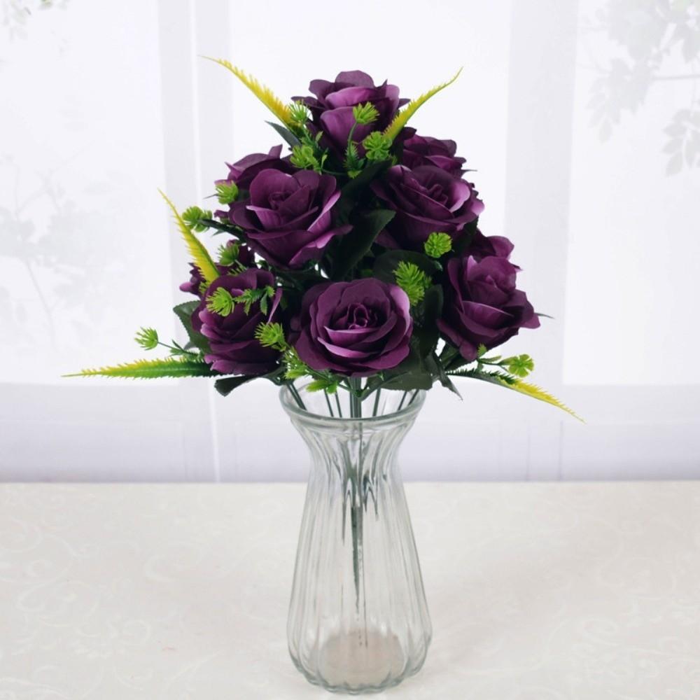 12 Heads Real Happy Silk Flower Mini Plastic Valentine's Day Natural Flower Photography Photo Gift Simulated Rose Flowers