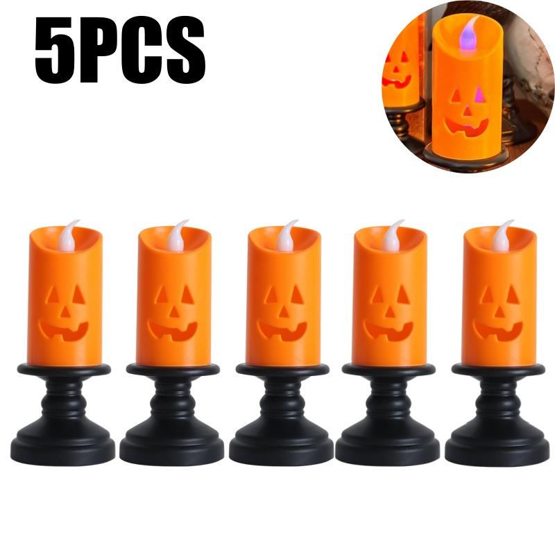 Pumpkin Candle Light Orange Flameless Candle Lights LED Lamps Festival Decor Light for Halloween Party Table Centerpieces