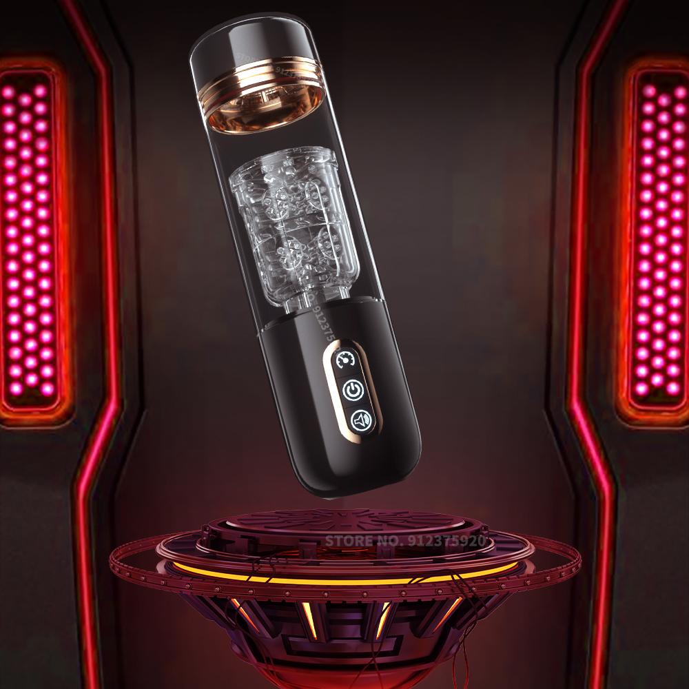 Male Automatic Sucking Thrusting Rotation Masturbator Cup Vagina Blowjob Pocket Pussy Rotary Penis Pump Sex Toy for Adult Men